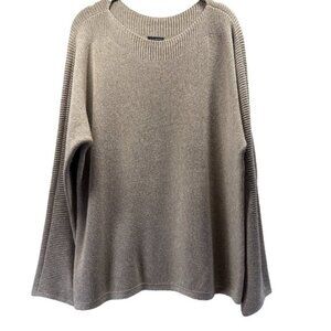 Talbots Womens Sweater Sz XL Beige Gold Metallic Long Sleeve Thick Knit Pullover